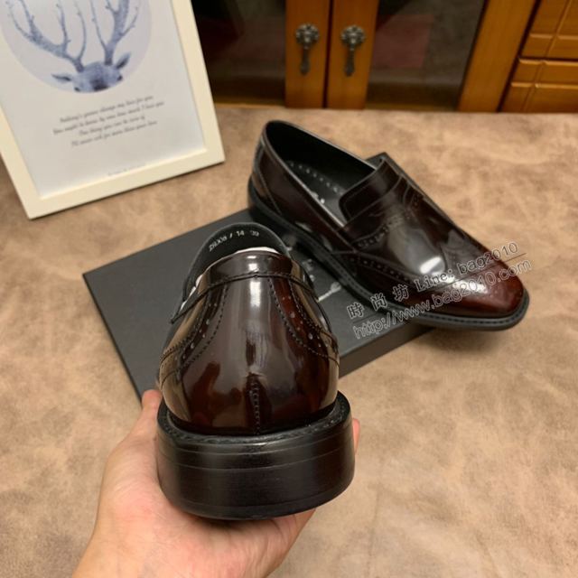 PRADA男鞋 頂級原單 普拉達經典雕花休閒皮鞋 Prada男士皮鞋  hdx13445
